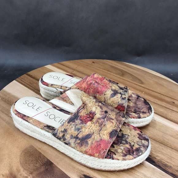 Sole Society Multicolor Twist Bow Espadrilles Mules Closed Toe Sandals Womens 6 - Picture 1 of 7